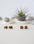 Tiger's Eye Stud Earrings - Sterling Silver