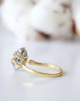 Back view of adjustable raw Herkimer diamond ring showing the ring band and handcrafted gold vermeil setting.