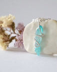 Aqua Aura Quartz Rock Crystal Point Necklace - Bright Silver DesignsbyNatureGems