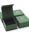 Branded Designs by Nature Gems jewelry box for adjustable aquamarine ring in 925 sterling silver, luxury handcrafted gift packaging