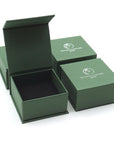 Designs by Nature Gems jewelry box packaging for handcrafted emerald moon necklace for women