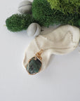 Emerald necklace for women on a 925 sterling silver chain with natural polished-raw emerald pendant in 14k gold filled and sterling silver wire wrapping