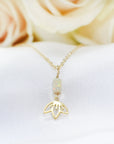 Fire Opal Gold Lotus Necklace Designs by Nature Gems