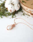 Rainbow moonstone necklace with 14k rose gold filled fine cable chain and natural cabochon pendant for women