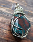 Raw Bloodstone Necklace - Wire Wrapped March Birthstone Pendant DesignsbyNatureGems