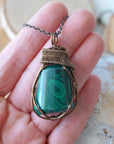 Raw Malachite Pendant Necklace - Antique Bronze DesignsbyNatureGems
