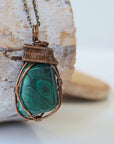 Raw Malachite Pendant Necklace - Antique Bronze DesignsbyNatureGems