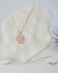 Rose Quartz Sterling Silver Huggie Charm Necklace Designs by Nature Gems