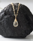 Small citrine necklace 14k gold filled delicate crystal pendant for women handmade by Designs by Nature Gems