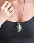 Wire Wrapped Raw Bloodstone Crystal Necklace - March Birthstone Necklace DesignsbyNatureGems