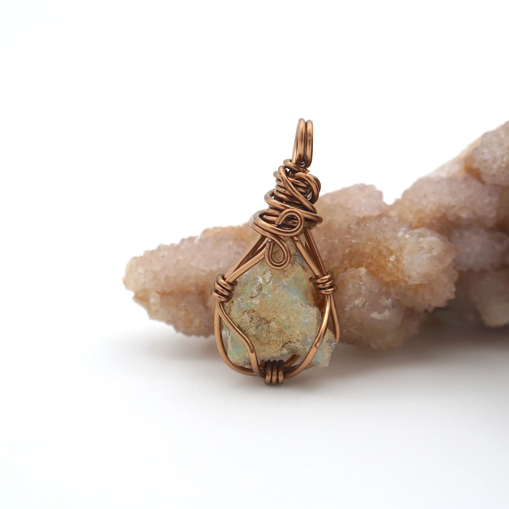Opal Birthstone Necklace – Classic Bronze Wrap