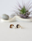 Tiger's Eye Stud Earrings - Sterling Silver