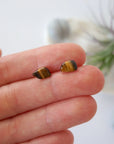 Tiger's Eye Stud Earrings - Sterling Silver