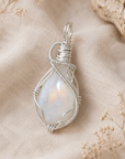 Sterling Silver Rainbow Moonstone Necklace for Women