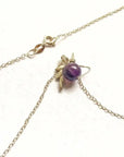 Amethyst unicorn charm necklace with sterling silver chain, natural amethyst bead, minimalist design