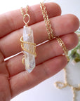 Angel Aura Quartz Point - Gold Plated Necklace Designs by Nature Gems