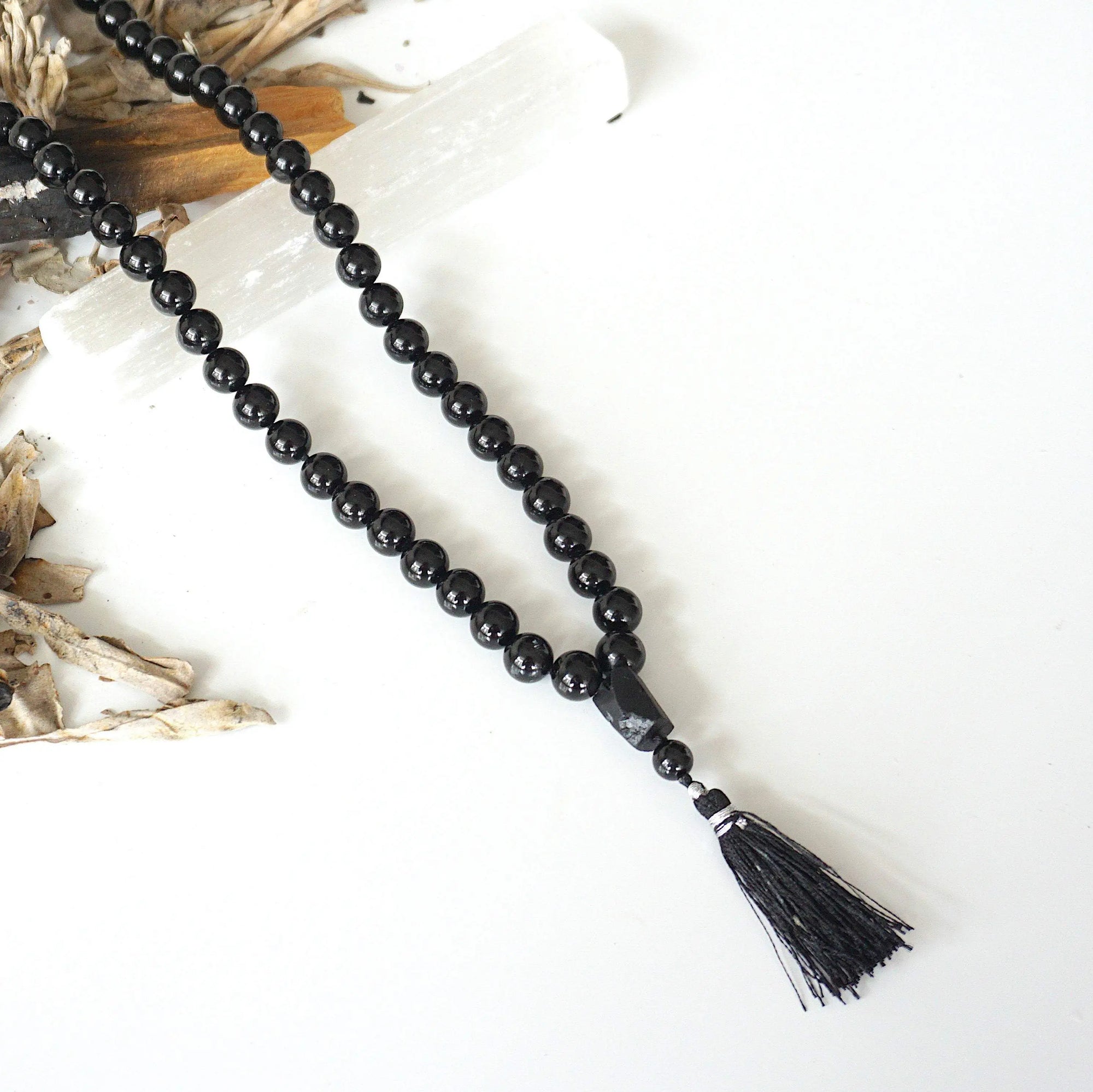 Black Tourmaline Mala Necklace DesignsbyNatureGems