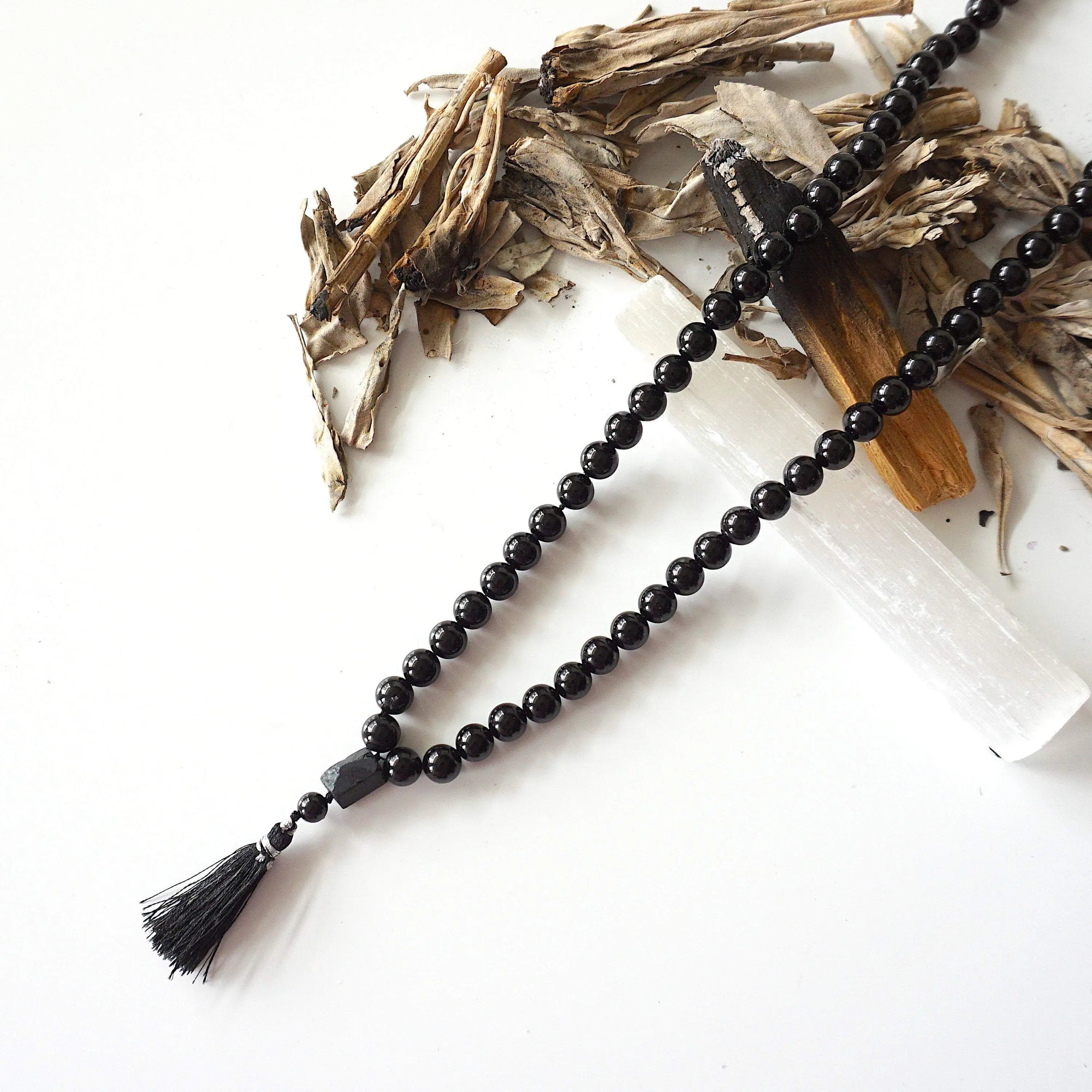 Black Tourmaline Mala Necklace DesignsbyNatureGems