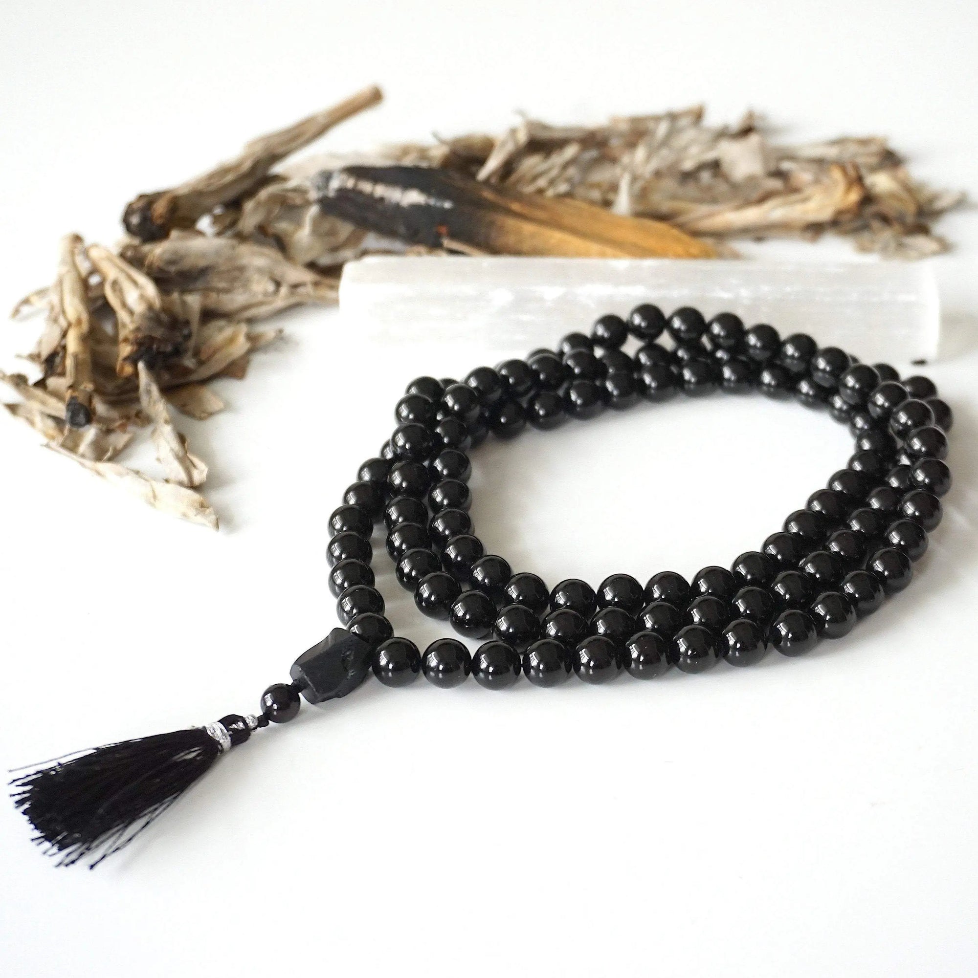 Black Tourmaline Mala Necklace DesignsbyNatureGems
