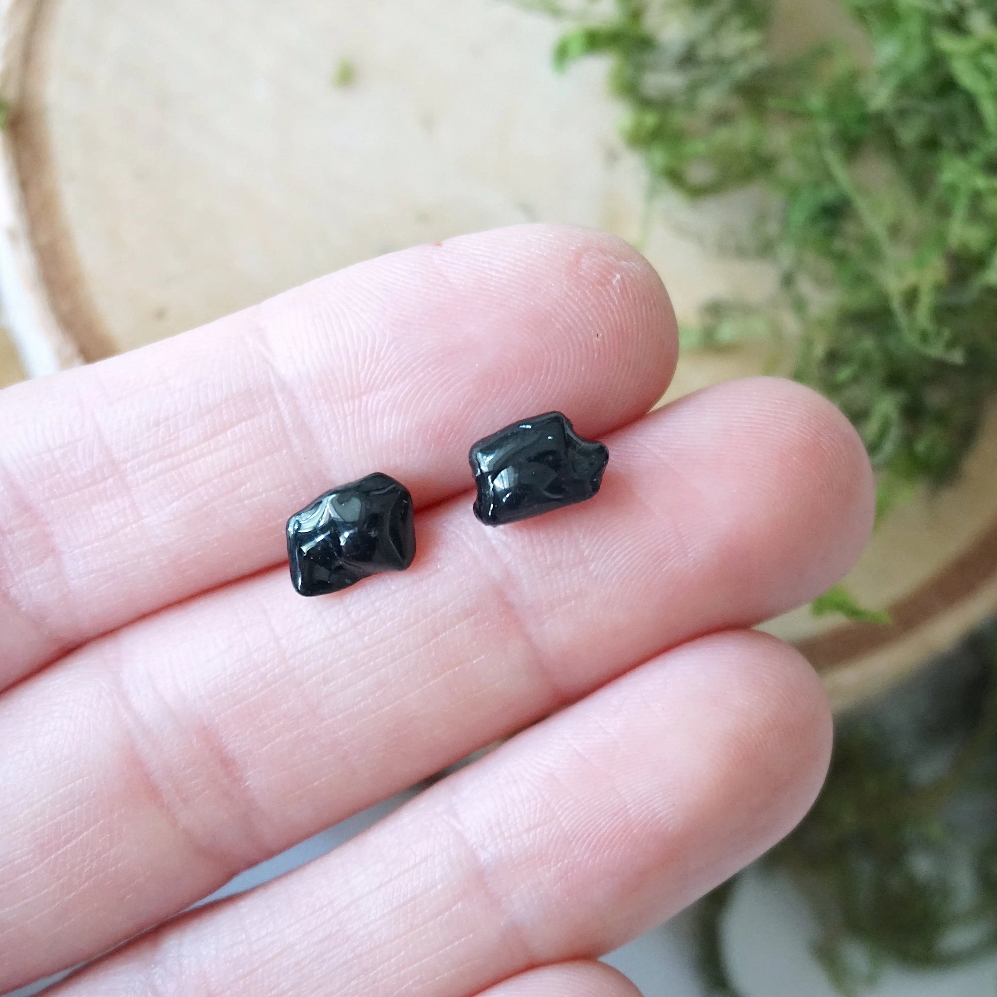 Black Tourmaline Stud Earrings DesignsbyNatureGems