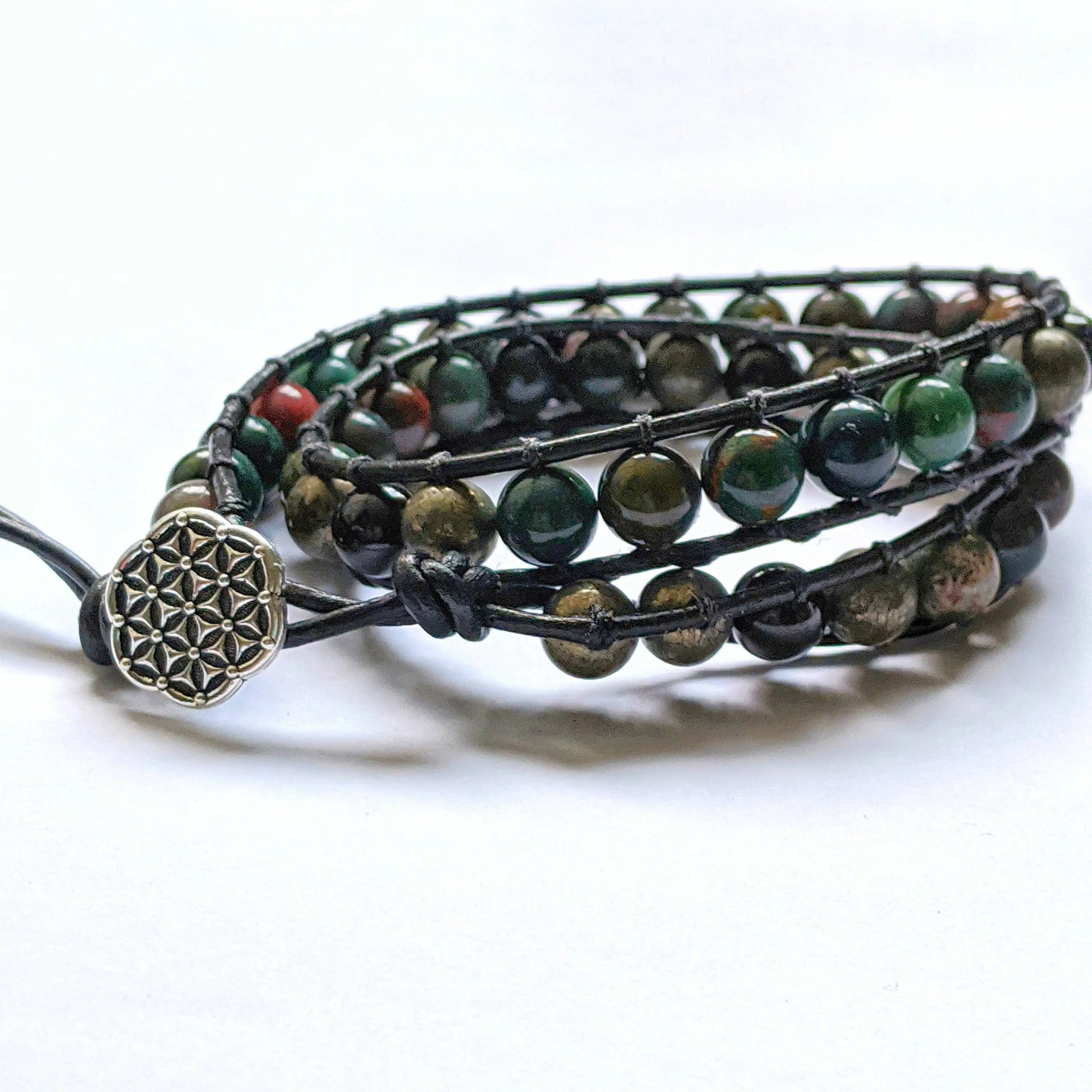 Bloodstone and Pyrite Wrap Bracelet DesignsbyNatureGems