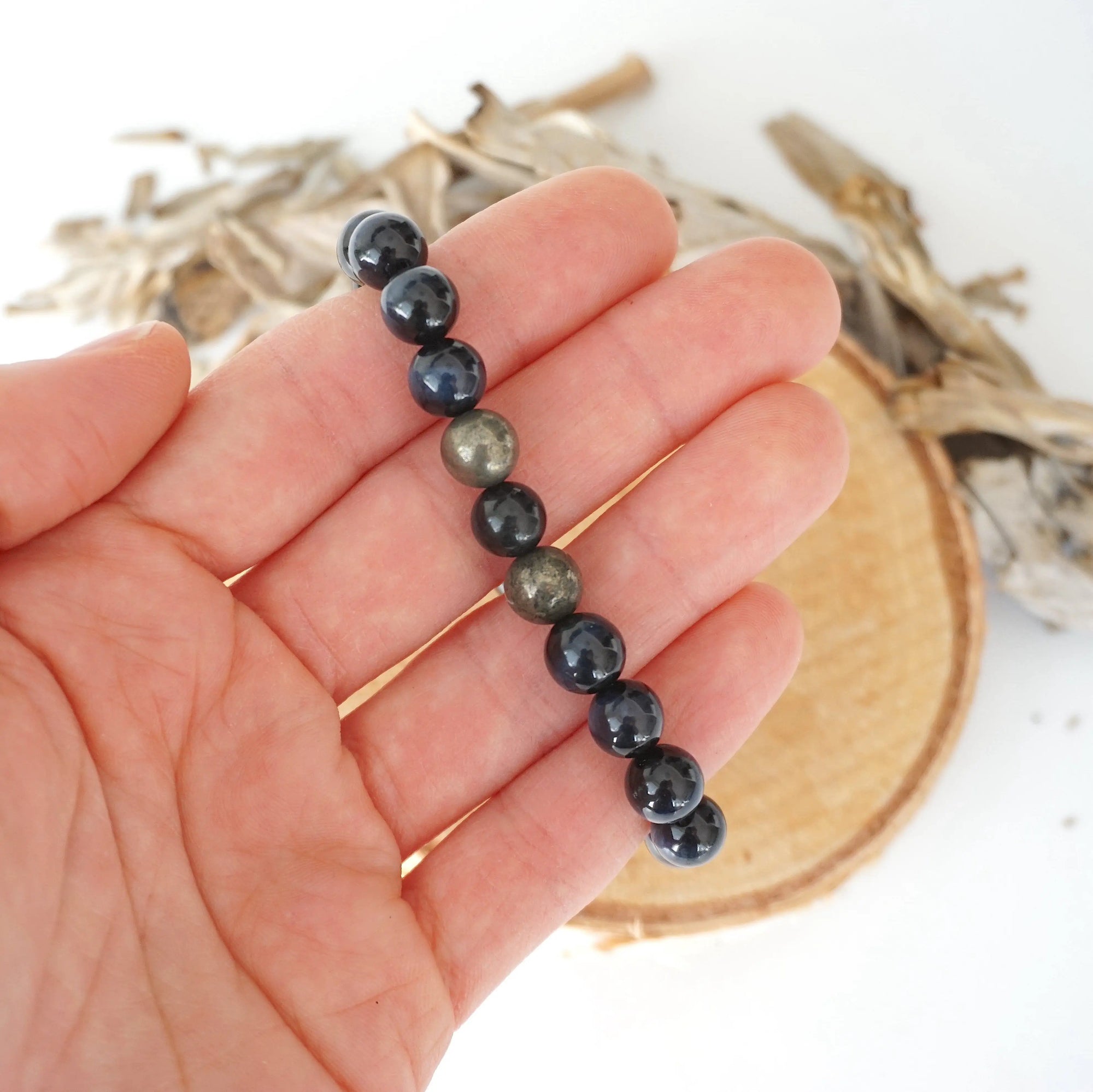 Blue Tiger’s Eye Mala Bracelet - Healing Crystal for Meditation, Intuition, and Drive DesignsbyNatureGems