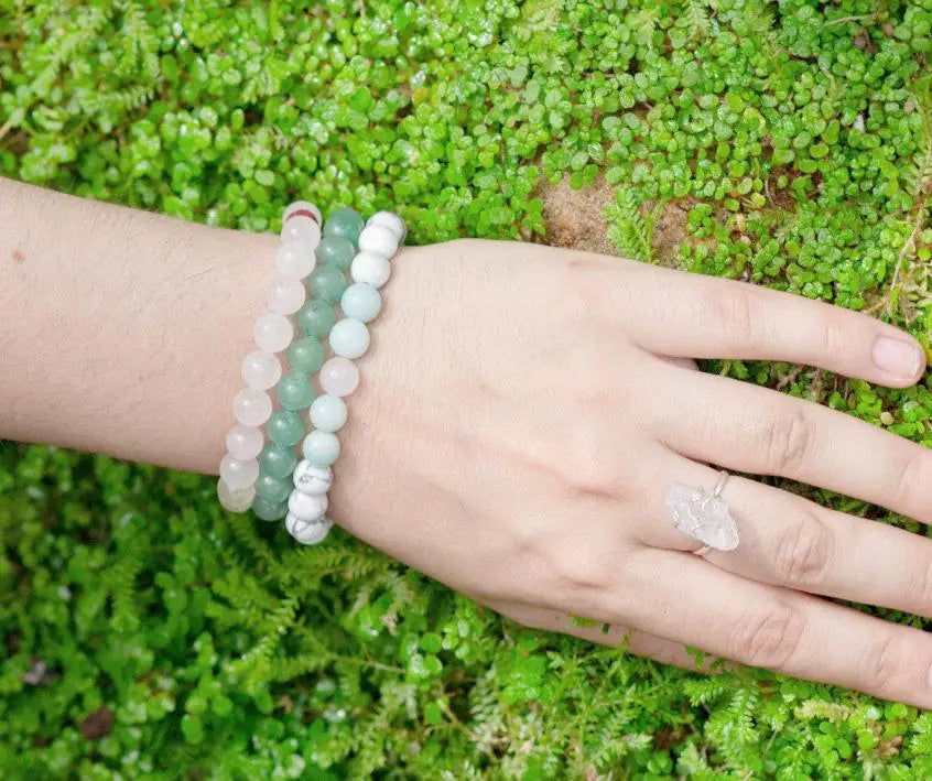 Calming White Howlite Bracelet with Natural Crystals DesignsbyNatureGems