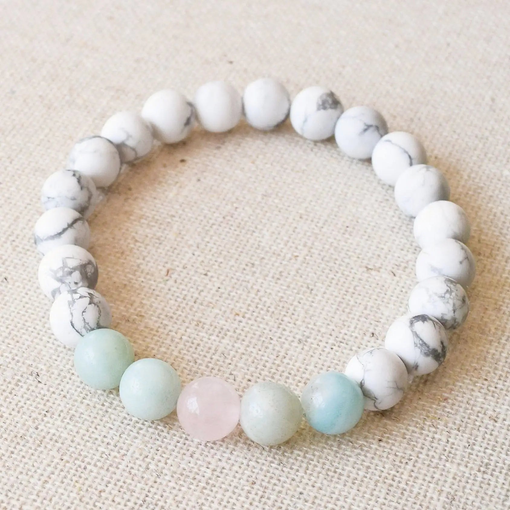 Calming White Howlite Bracelet with Natural Crystals DesignsbyNatureGems