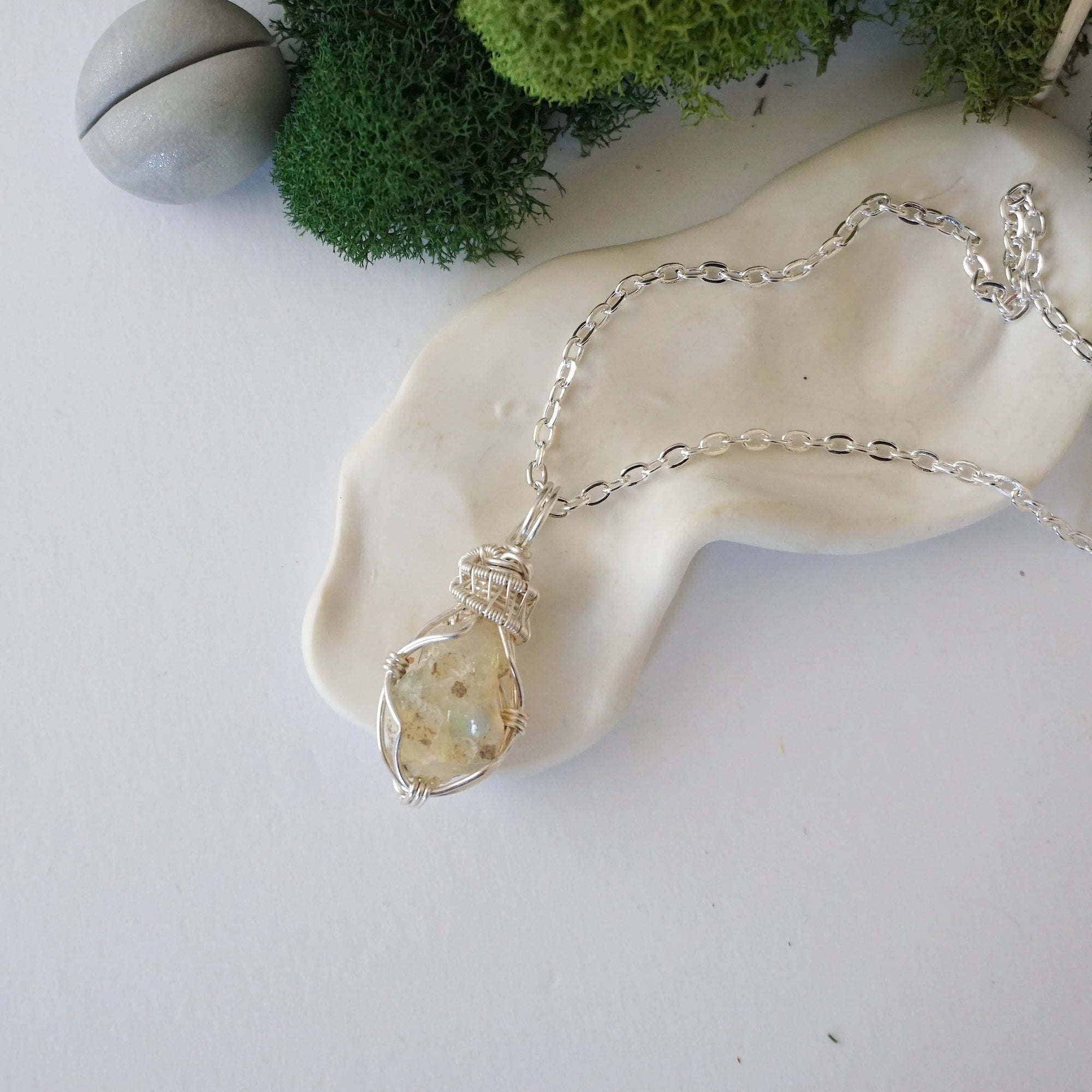 CHECK INFO Fire Opal Necklace - Silver Plated Pendant Designs by Nature Gems
