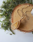 Citrine necklace gold November birthstone pendant gift for her polished crystal wire wrapped handmade by Designs by Nature Gems
