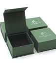 Designs by Nature Gems jewelry box packaging for wire wrapped emerald ring for men in antiqued sterling silver
