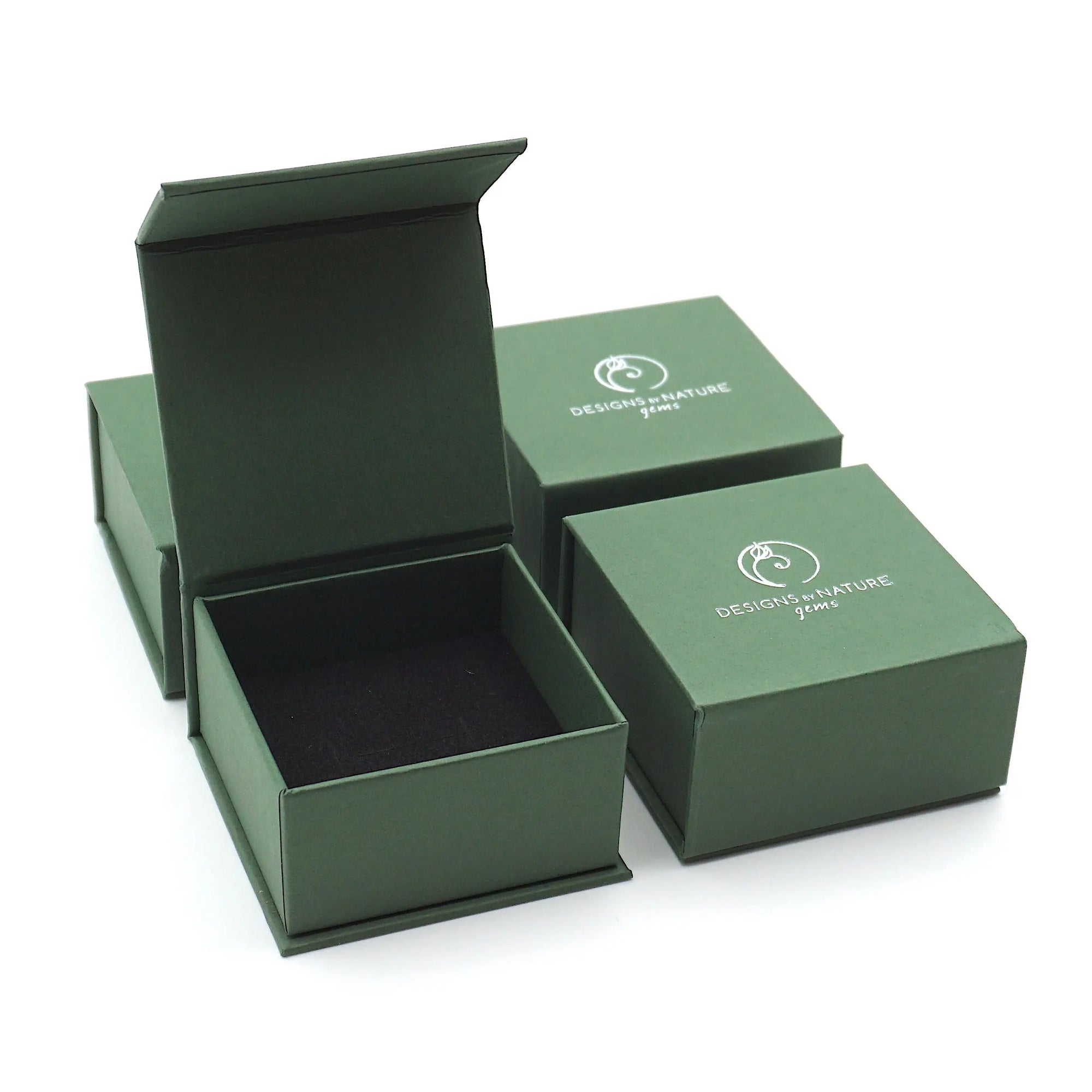 Branded Designs by Nature Gems jewelry box for adjustable aquamarine ring in 14k gold vermeil, luxury handcrafted gift packaging