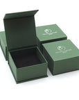 Branded Designs by Nature Gems jewelry box for aquamarine moon necklace, sterling silver, artisan minimalist gift packaging