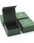 Branded Designs by Nature Gems jewelry box for aquamarine stud earrings, sterling silver, artisan minimalist gift packaging