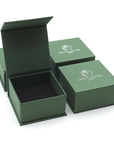 Designs by Nature Gems jewelry box packaging for handcrafted emerald moon necklace for women
