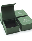 Branded Designs by Nature Gems jewelry box for minimalist aquamarine necklace, soft silver finish, luxury handcrafted gift packaging