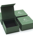 Designs by Nature Gems branded jewelry box packaging for raw amethyst gold vermeil ring