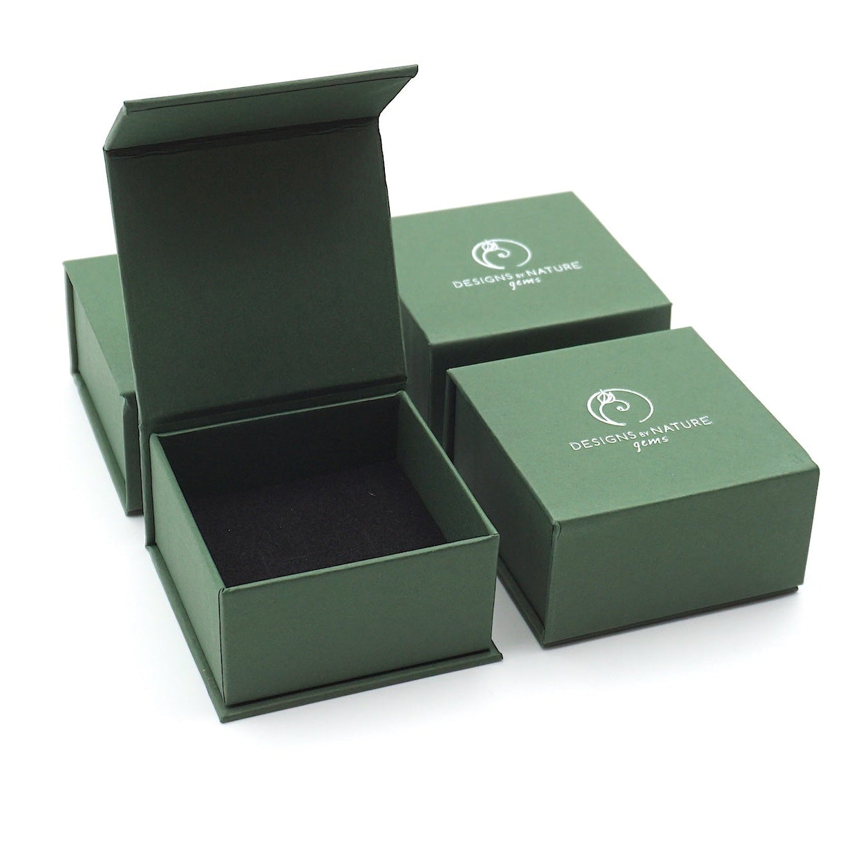 Designs by Nature Gems branded jewelry box — gift-ready packaging included with every pink ruby adjustable ring purchase