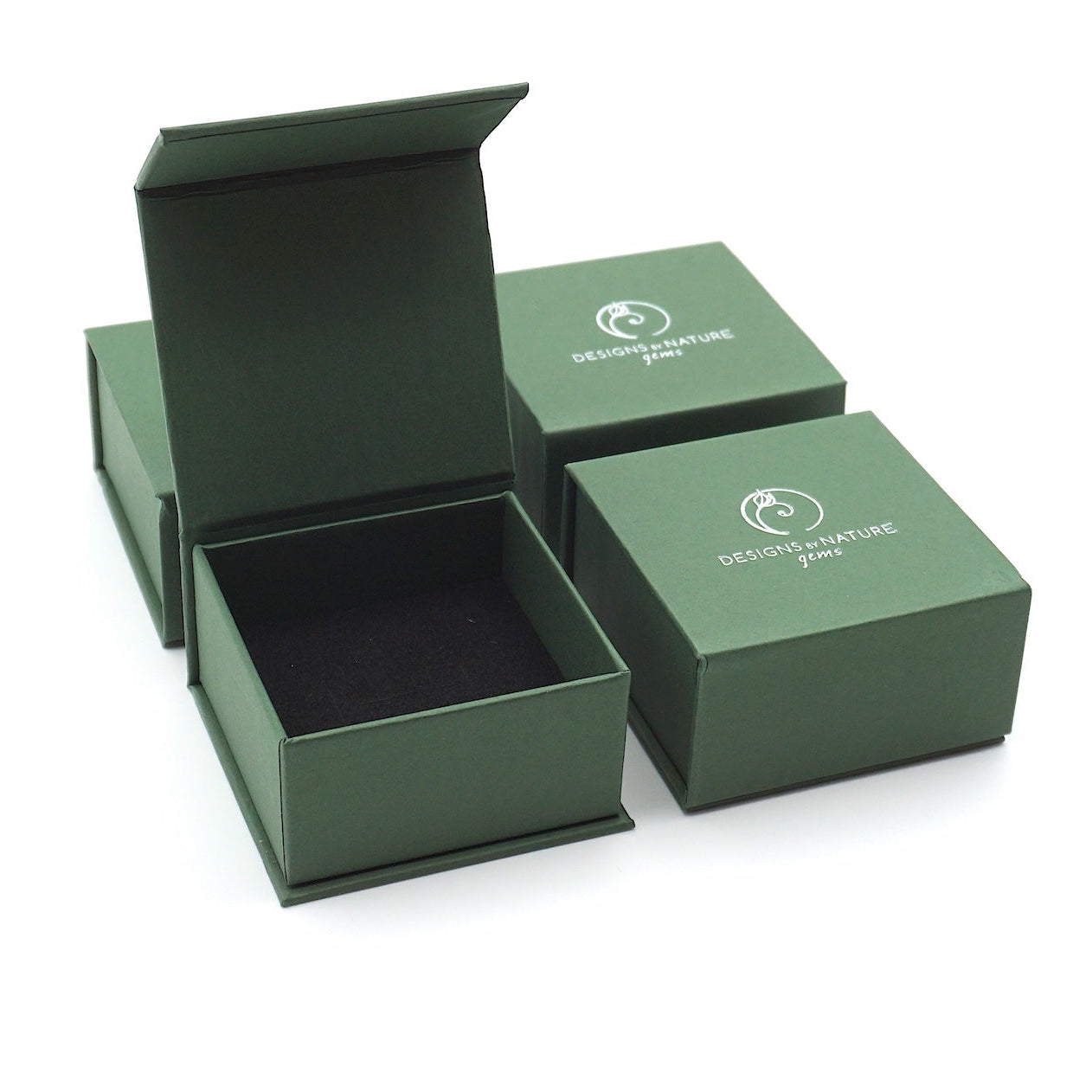 Designs by Nature Gems branded jewelry box — gift-ready packaging included with every pink ruby 14k gold vermeil adjustable ring purchase