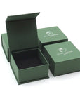Designs by Nature Gems jewelry box packaging for raw emerald adjustable ring in sterling silver