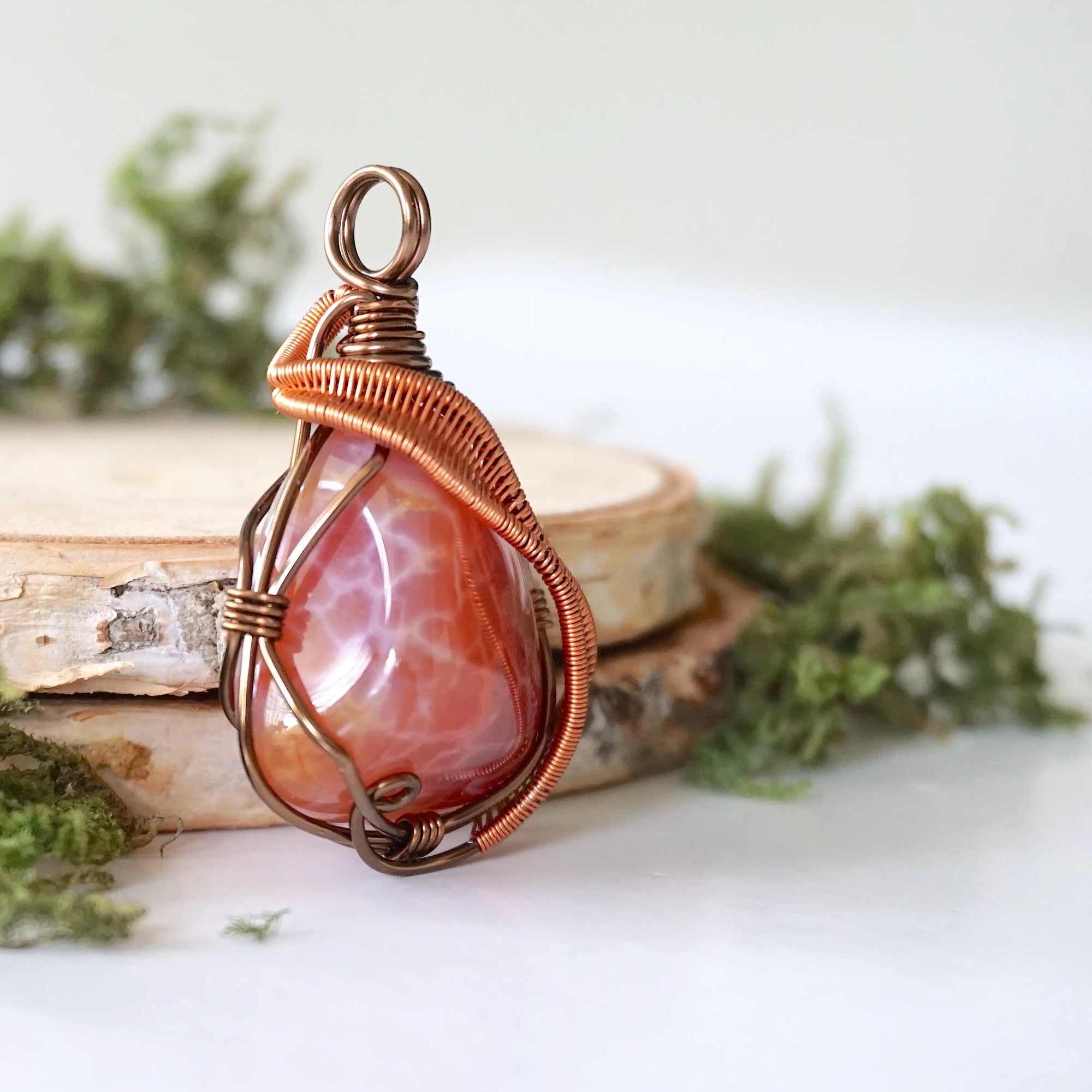 Fire Agate Crystal Necklace DesignsbyNatureGems