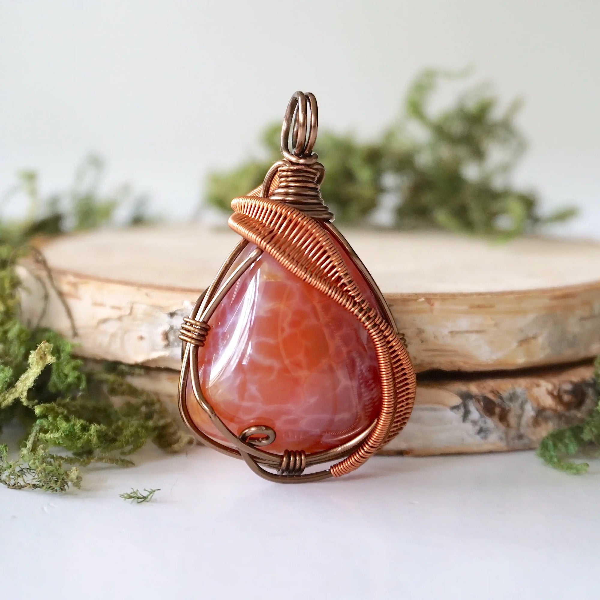 Fire Agate Crystal Necklace DesignsbyNatureGems