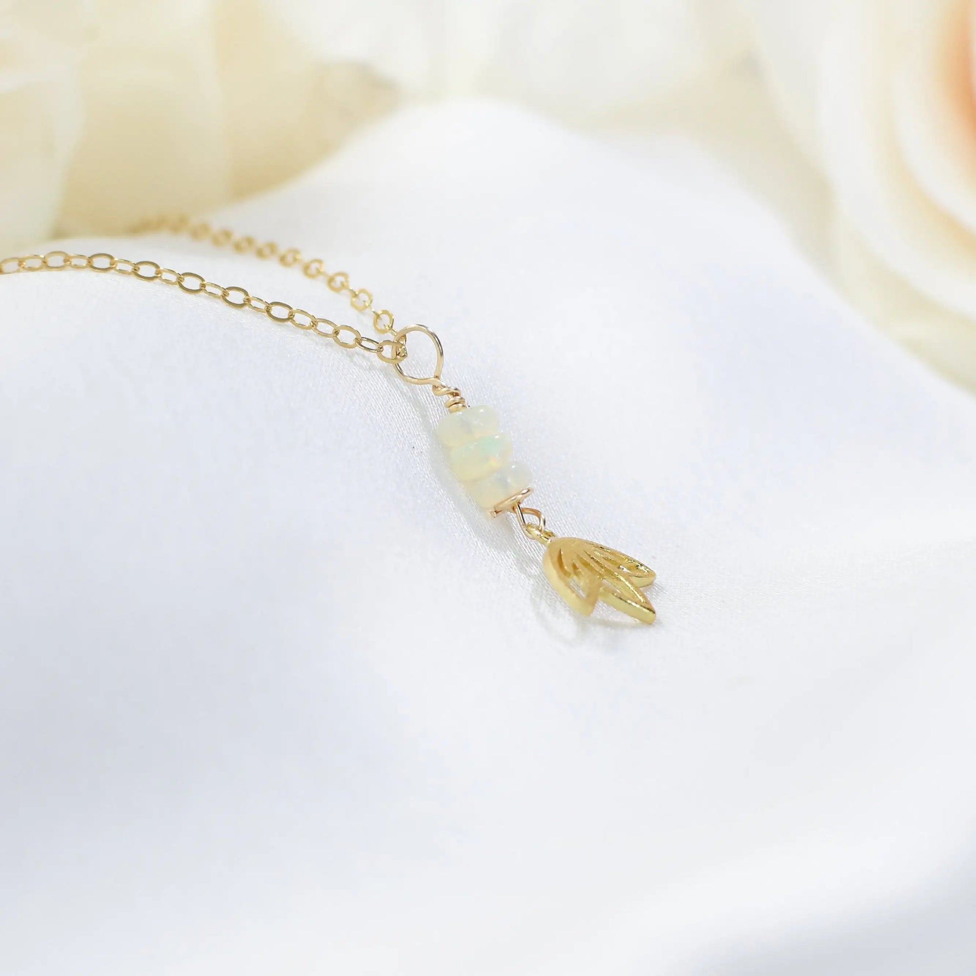Fire Opal Gold Lotus Necklace Designs by Nature Gems