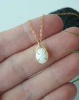 Fire Opal Gold Necklace- Huggie Charm Style Designs by Nature Gems