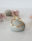 Back side angle of gold aquamarine ring, handcrafted wire wrapping, Designs by Nature Gems