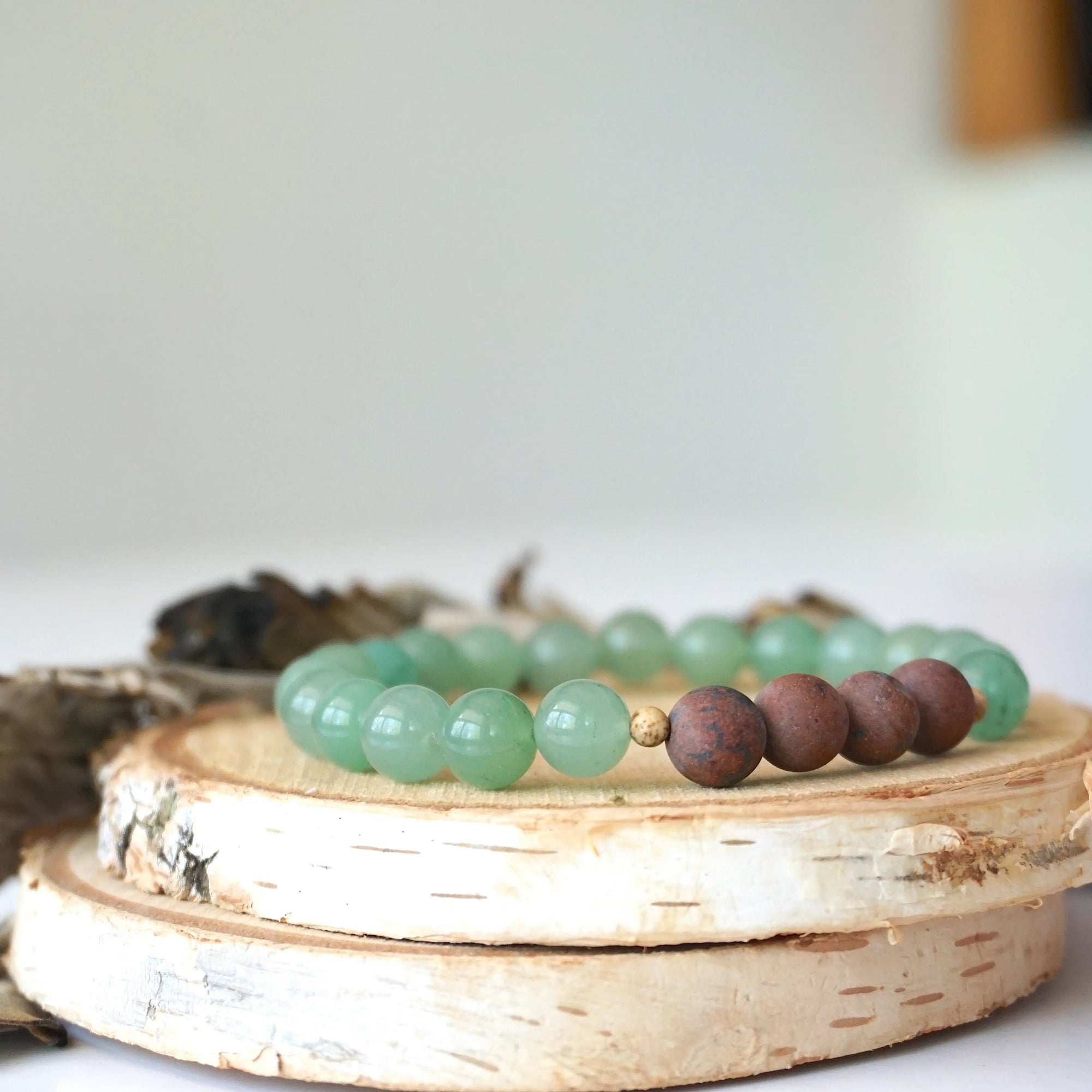 Green Aventurine and Mahogany Obsidian - Mala Bracelet DesignsbyNatureGems