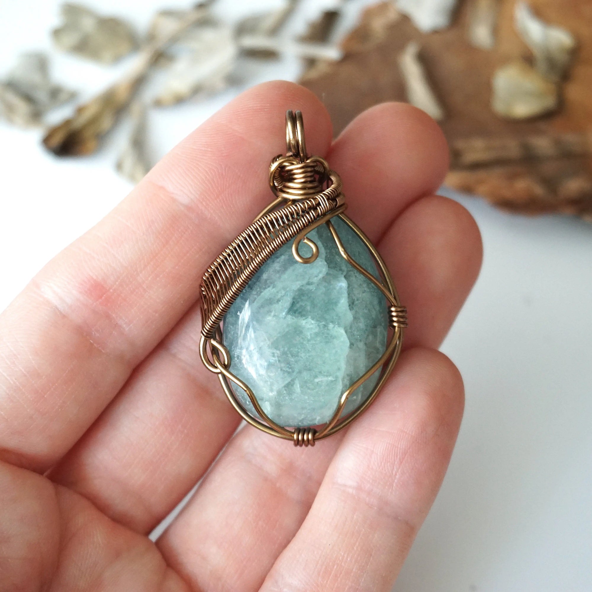 Green Fluorite Necklace - Antique Bronze Designs by Nature Gems