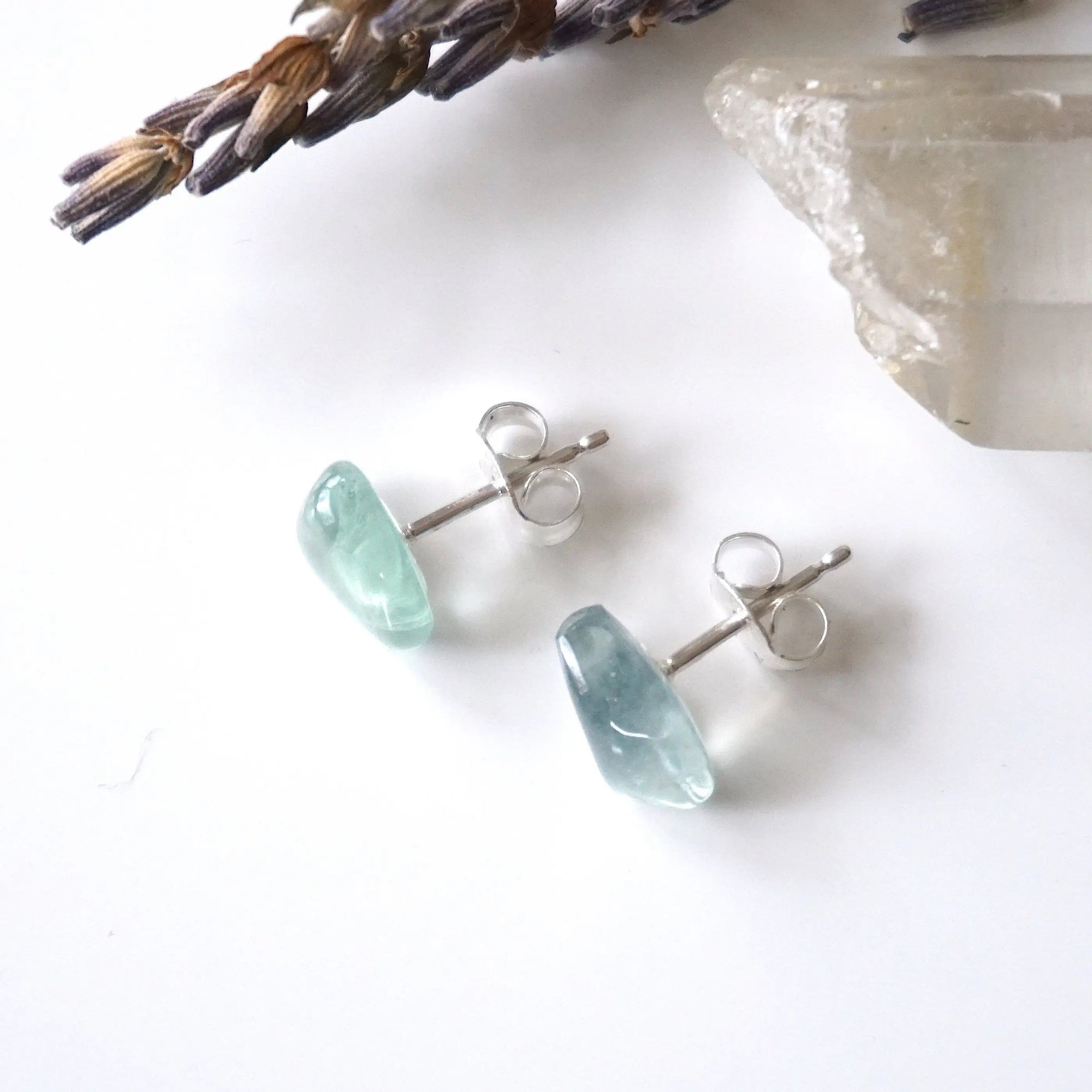 Green Fluorite Stud Earrings Designs by Nature Gems