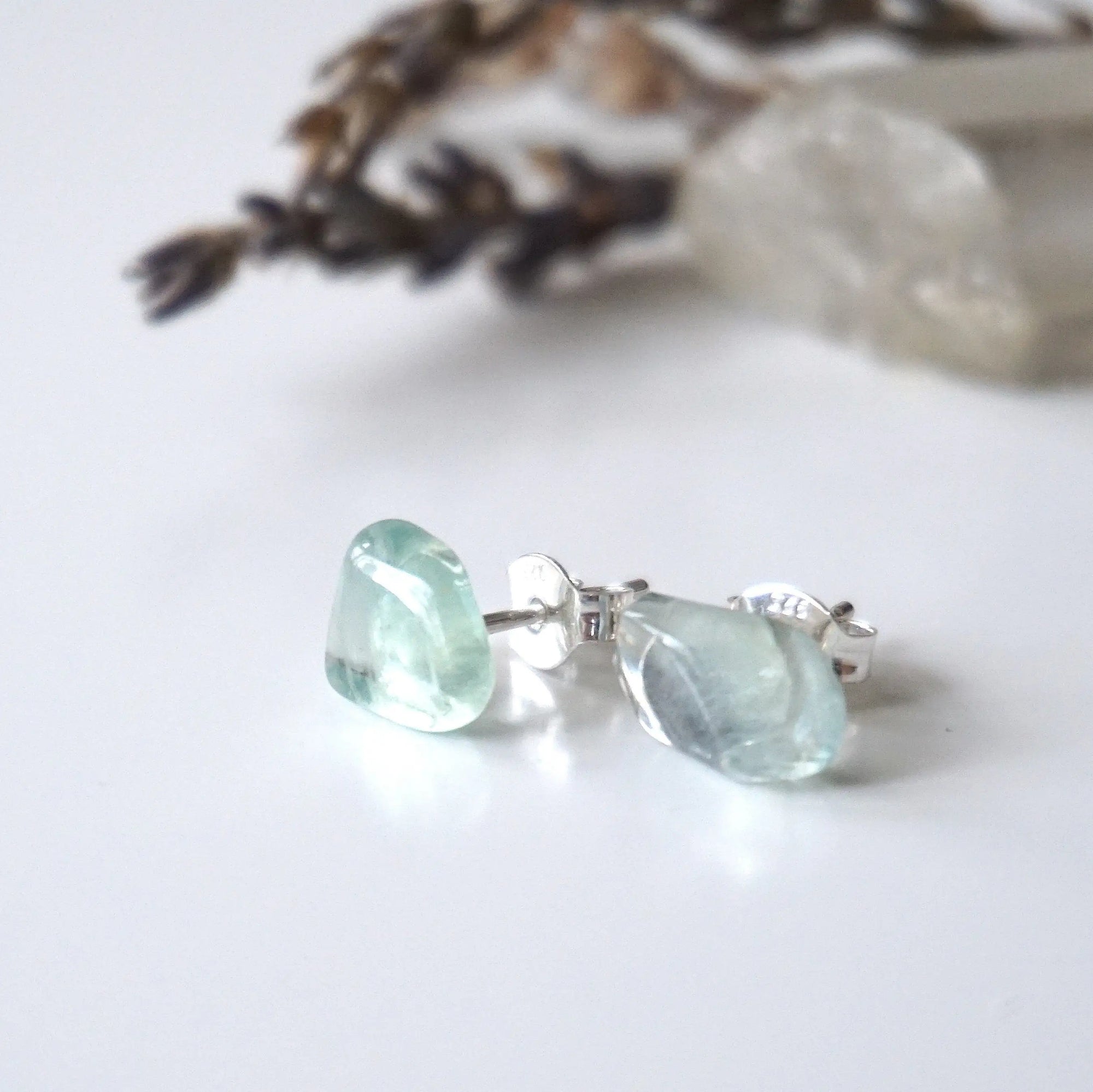 Green Fluorite Stud Earrings Designs by Nature Gems