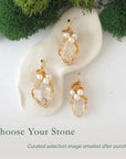 Three different herkimer diamond and freshwater pearl pendants, natural stone variation reference, handmade jewelry